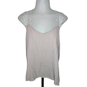 🆓 FREE Flawless Taupe Cream Lace Strap Sleeveless blouse Medium Flowy Boho